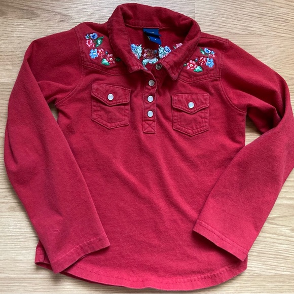 Oshkosh Western Snap Shirt with Floral Embroidery 5T - Picture 1 of 7